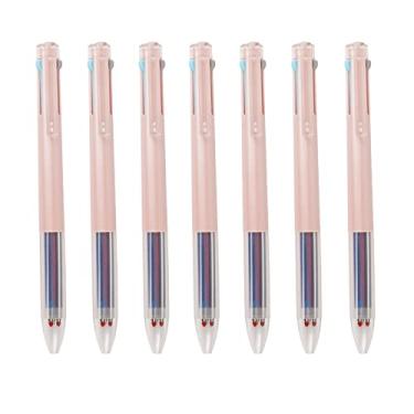 Imagem de COLSSINE - Pacote com 7 canetas esferográficas multicoloridas 0,5, canetas coloridas 3 em 1, ponta fina, caneta esferográfica retrátil com clipe de bolso para planejamento de diário (rosa)