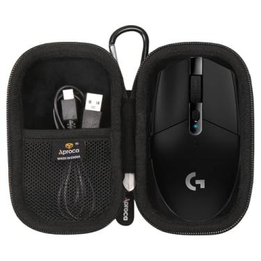 Imagem de Aproca Estojo rígido preto portátil, para mouse gamer sem fio Logitech G305 Lightspeed