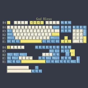 Imagem de Conjunto de 163 teclas God Bless Cherry Doubleshot para teclado mecânico ISO ANSI 95% 75% 65% 60% teclado mecânico Cherry Mx Gateron Switches