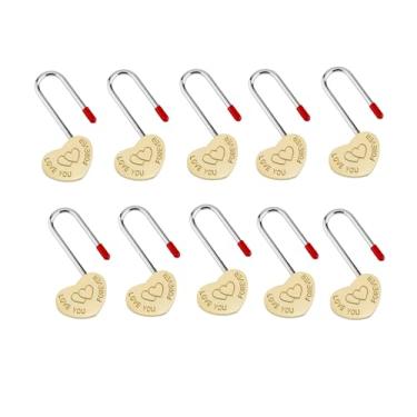 Imagem de VerRich 10 peças, 8,88 cm (3,5"), 50 mm, cadeado em forma de coração único, cadeado eterno Love You Forever para amantes, casamento, ponte, paris, aniversário (sem chave)
