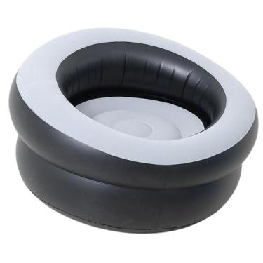 Imagem de ＫＬＫＣＭＳ Espreguiçadeira inflável inflável, cadeira portátil de assento único, sofá de ar, sofá inflável para sala de jogos, viagens, Cinza Preto