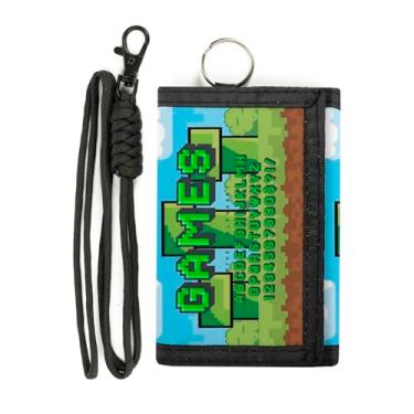 Imagem de Carteira infantil para meninos e meninas, carteira juvenil com três dobras com cordão de bolso para moedas, carteira preta para uso ao ar livre, presente de aniversário para crianças, Jogo, Carteira