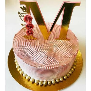 Imagem de opo de Bolo Letra Inicial 3 flores personalizado - MIWL ART