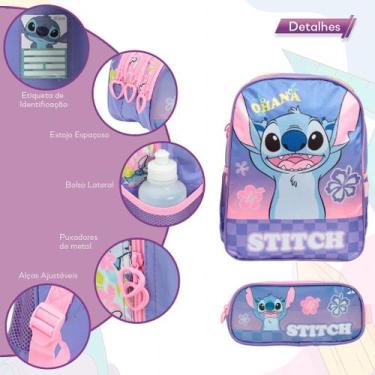 Imagem de Kit Mochila Escolar Infantil Stitch Reforçada Volta As Aulas - Plike