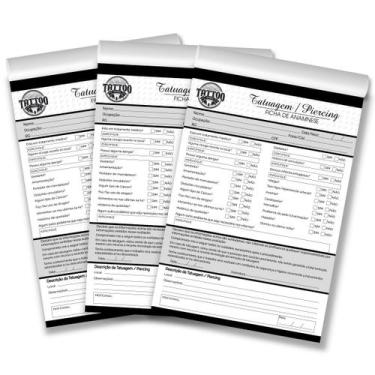 Imagem de Anamnese Tatuagem Tatoo Tatuador Ficha Técnica Bloco - Sonar