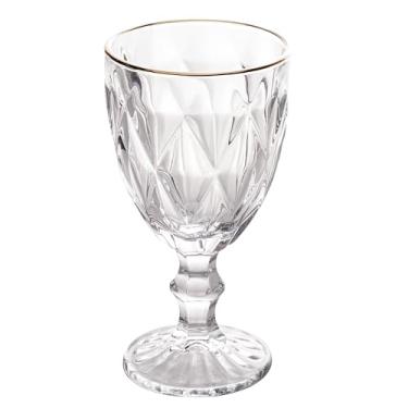 Imagem de LYOR - Conjunto de 6 Taças de Vidro Para Água Diamond 325ml Transparente Com Fio Dourado - Mesa Posta - Itens Para Casa - Utensílios de Cozinha - Enxoval - Casamento