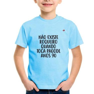 Imagem de Camiseta Infantil Não existe roqueiro quando toca pagode anos 90 - Foc