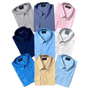Imagem de KIT 09 peças - Camisa Social Manga Longa Slim e Tipo Linho (sem preto 