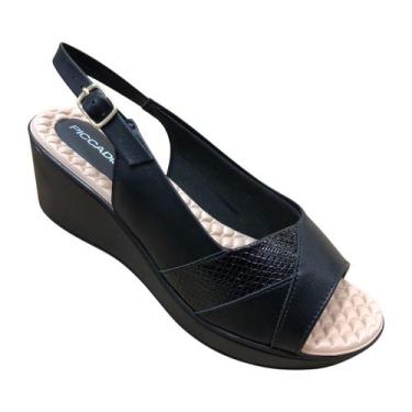 Imagem de Sandalia Feminina Piccadilly Anabela Peep Toe Confortável Macio Ortopé