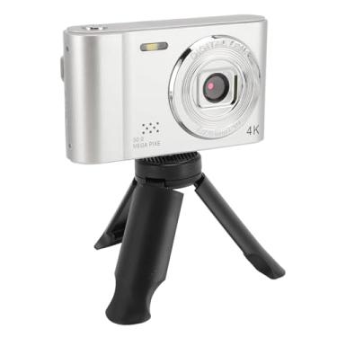 Imagem de Câmera Digital para Fotografia, Câmera de Vlogging de Foco Automático de 50MP Com tripé, Câmera de Viagem Compacta de Tela TFT de 2,4 Polegadas, Câmera Pequena Compacta (Prata)