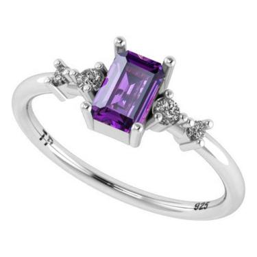 Imagem de Anel Viena Retangular Pura Prata 925 - Ametista - Tudo Prata, 28