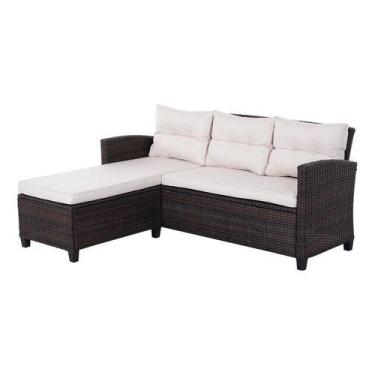 Imagem de Conjunto De Estar Rattan 2 Pecas Sofa E Banco - JHC Home Living