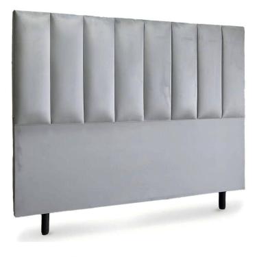 Imagem de Cabeceira De Cama Box Roma Casal 140 Cm Suede Prata Eli Móveis E Decoração