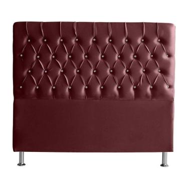 Imagem de Cabeceira De Cama Box Bella Casal 140 Cm Suede Botão Cristal Vinho Bordo Eli Móveis E Decoração