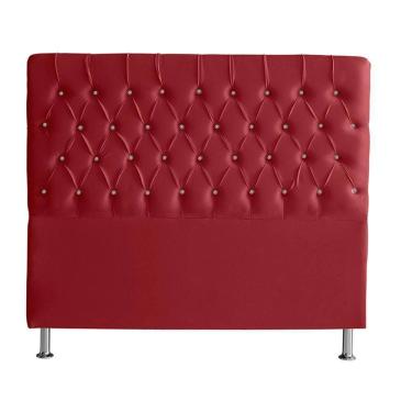 Imagem de Cabeceira De Cama Box Bella Casal 140 Cm Suede Botão Cristal Vermelho Eli Móveis E Decoração