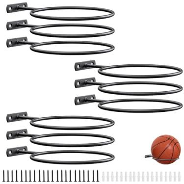 Imagem de shikaman Suporte de parede com suporte de bola, embalagem com 9 unidades, armazenamento de parede para basquete, bola de futebol, vôlei, futebol e rúgbi