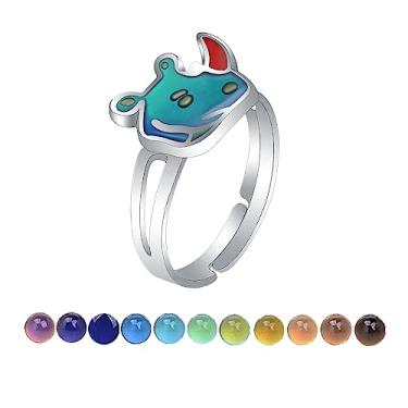 Imagem de AINILOVE Anel que muda de cor com sensor de temperatura oval/tartaruga/borboleta/pinguim animal humor anel de festa de aniversário joias presentes para filha, sobrinha, irmã amigas, Cobre, Sem pedra