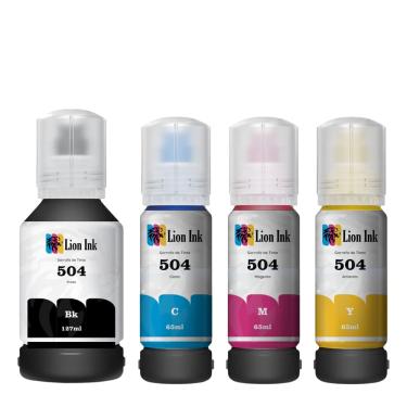 Imagem de Kit 4 Tintas T504 Lion Ink Para Impressoras Epson L4150 L4160 L6171 L6161 L6191 L4260