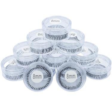 Imagem de Kit 12 Cílios Tufo No Pote Alongamento Extensão Tufinho 8Mm
