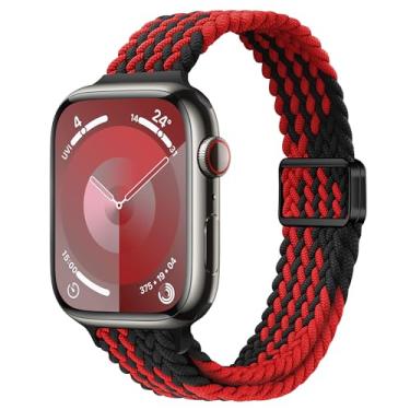 Imagem de ALSMGGBPAF Pulseira feminina de nylon trançado fina compatível com Apple Watch séries 11, 10, 9, 8, 7, 6, SE, 5, 4, 3, 2 e 1 de 42 mm, 41 mm, 40 mm, 38 mm, 40 mm, 44 mm, 45 mm, 46 mm, 4, 3, 2 e 1