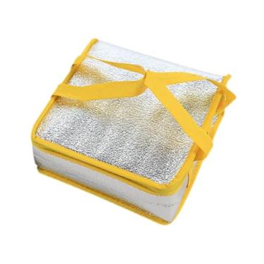 Imagem de Fenteer Bolsa de entrega de pizza saco de alimentos isolados mais quente transportadora de pizza à prova d'água para uso profissional com comida quente e fria, Amarelo 30x30x10cm