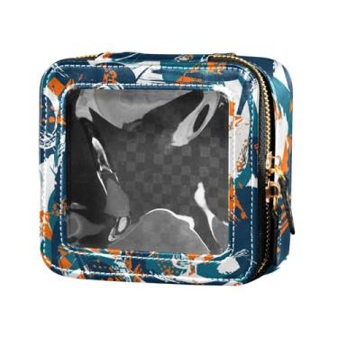 Imagem de Fitrendlovey Bolsa de cosméticos com zíper e design de claraboia, organizador portátil de couro PU para necessidades de viagem femininas, T2, one size