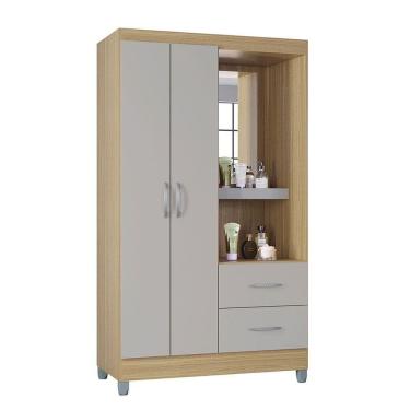 Imagem de Guarda Roupa Cordoba 2 Portas 2 Gavetas Poquema Damasco/off White