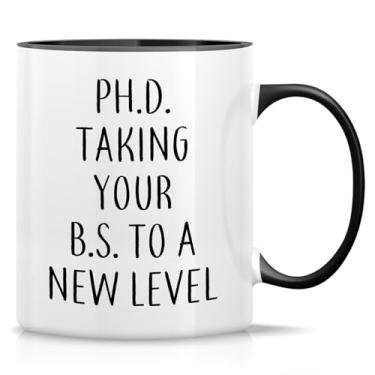 Imagem de Retreez Caneca engraçada - PhD. Levando seu BS a um novo nível 325 ml canecas de café de cerâmica - engraçado, sarcasmo, sarcástico, motivacional, presentes de aniversário inspiradores - Caneca branca