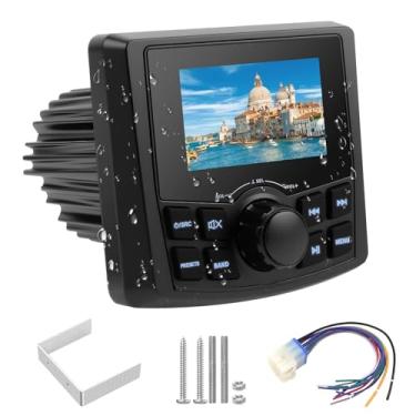 Imagem de Receptor estéreo marítimo de rádio, leitor de MP5 digital à prova d'água, tela LCD, conexão sem fio, sintonizador AM/FM, subwoofer AUX USB predefinido EQ, para carro, barco, ATV, RV