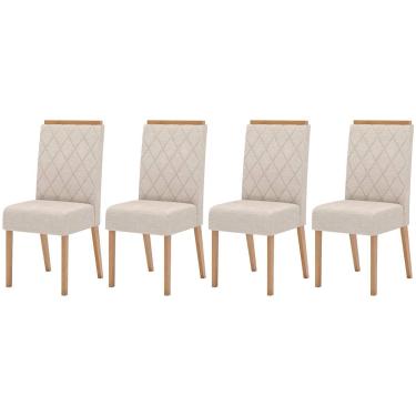 Imagem de Kit 4 Cadeiras Sala Jantar Nina 4 Un Nature/Suede Light Linho - Henn