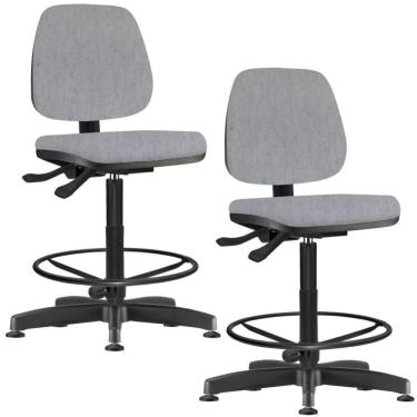 Imagem de Kit 02 Cadeiras Caixa Alta Giratória Job L02 Linho Cinza