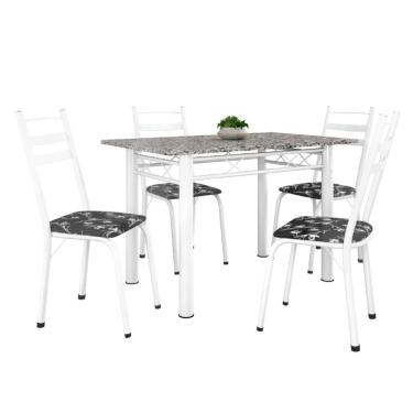 Imagem de Conj De Mesa Com 4 Cadeiras 1,20m Branco/Granito Branco