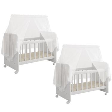 Imagem de Kit 02 Berços Boneca Magia C02 Brinquedo Infantil Branco