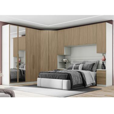 Imagem de Quarto Modulado Completo Casal 5 Peças 12 Portas 12 Gavetas Seletto Areia/Jequitibá