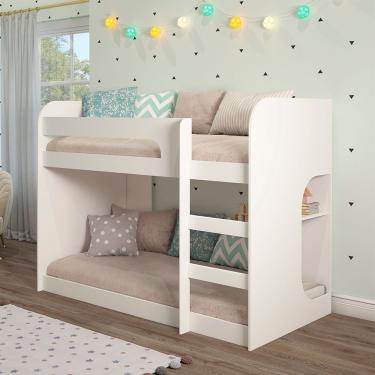 Imagem de Beliche Ema Montessoriana Em Mdf Com Prateleira Cimol Branco