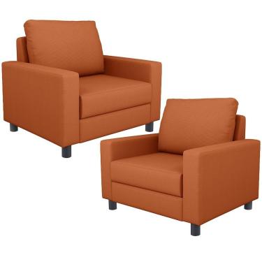 Imagem de Kit 02 Poltronas Decorativa Para Sala De Estar E Recepção Malta L02 Tecido Terracota
