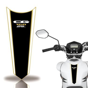Imagem de Adesivo Faixa Gravata Tanque Moto Cg 160 125 Titan Fan 160 Preto Dourado