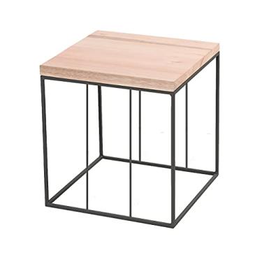 Imagem de Mesa Lateral Cubo Preto Baixa 30 x 40 x 30 cm Fio Duplo