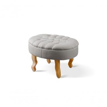 Imagem de Puff Elizabeth Capitonê Oval linho Cinza Claro 101