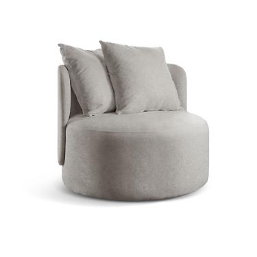 Imagem de Poltrona Redonda Orgânica Moon linho Cinza 101