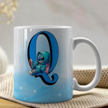 Imagem de Caneca De Porcelana Stitch Letras A-z 325ml Azul Q