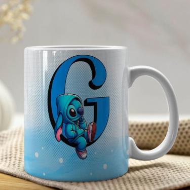 Imagem de Caneca De Porcelana Stitch Letras A-z 325ml Azul G