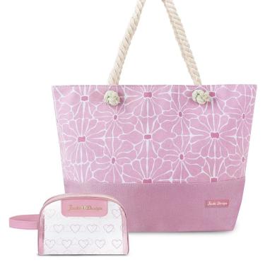 Imagem de Kit Bolsa De Praia + Necessaire Rosa