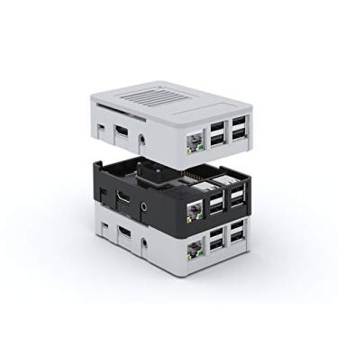 Imagem de MaticBox Capa para Raspberry Pi 3 / Pi 2 / Tinker Board – Perfil baixo, empilhável, trilho DIN universal montável, compatível com automação, suporte de ventilador (preto)