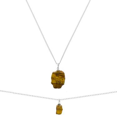 Imagem de Tornozeleira + colar pingente pedra natural Olho de Tigre