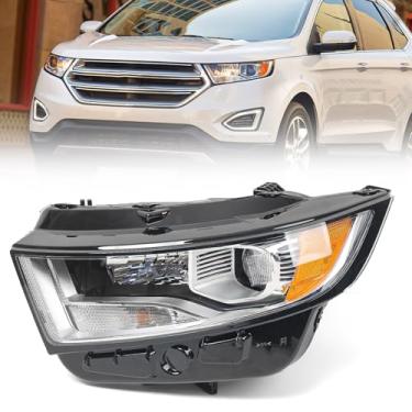Imagem de KACHIR Conjunto de farol de halogênio para Ford Edge 2015-2018 cromado farol dianteiro esquerdo lado do motorista LH