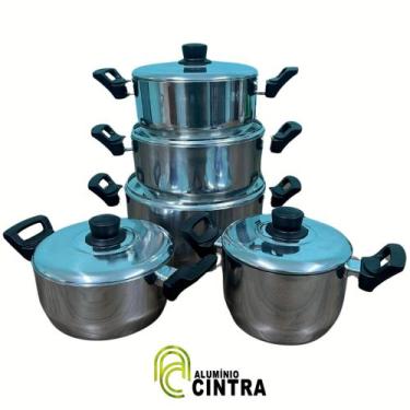 Imagem de Jogo kit De 5 Panelas Aluminio Grosso Super Polido  + Envio mesmo dia 