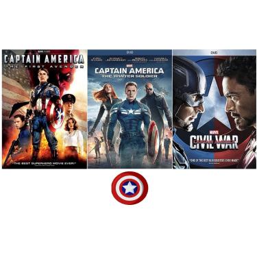 Imagem de Generic Conjunto Completo De Dvd Do Filme Capitão América Um, Dois, Três E Da Marvel Inclui Decalque