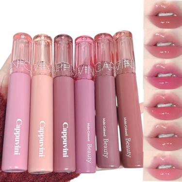Imagem de Pakivs Conjunto De Gloss Labial Hidratante E Volumizador 6 Cores, Brilhante, Cor Natural, Bálsamo Matizador Com Brilho, À Prova D'Água Longa Duração, Batom Líquido Espelhado Brilho Base Água