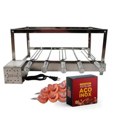 Imagem de Churrasqueira Grill Giratória Inox Gira 5 Espetos Motor Weg - Issi Gri